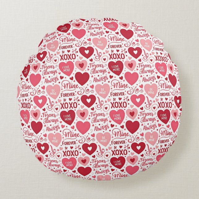 XOXO & Always Be Mine Valentine  Round Pillow (Front)
