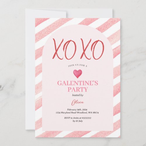  XOXO Arch Pink Galentines Day Dinner Valentine Invitation