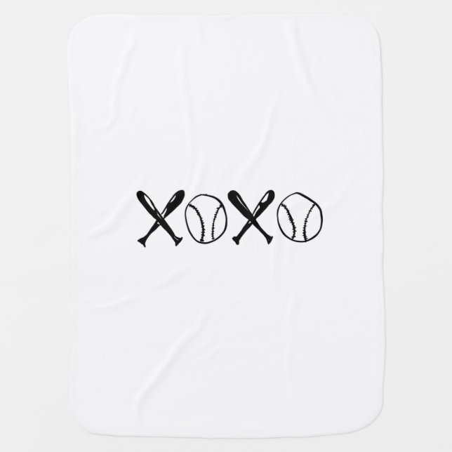XOXO Baseball Baby Blanket (Front)