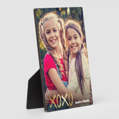 XOXO Best Friends Photo Gold Script BFF  Plaque