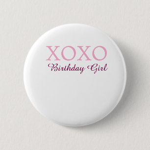 Xoxo birthday girl name pink mauve simple love button