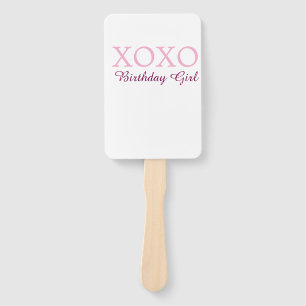 Xoxo birthday girl name pink mauve simple love hand fan