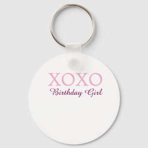 Xoxo birthday girl name pink mauve simple love keychain