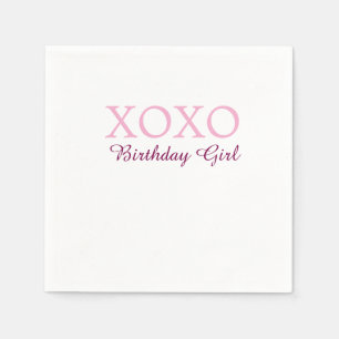 Xoxo birthday girl name pink mauve simple love napkins