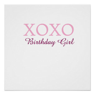 Xoxo birthday girl name pink mauve simple love  poster