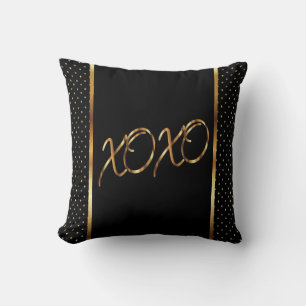 XOXO Black and Gold Throw Pillow