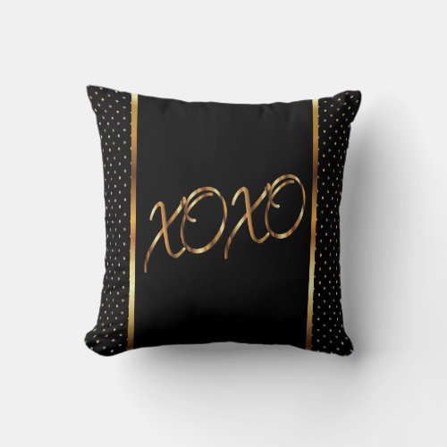 XOXO Black and Gold Throw Pillow