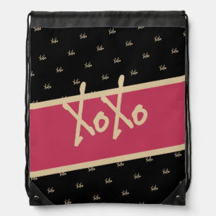 XOXO Black Gold Hot Pink Cute Drawstring Bag