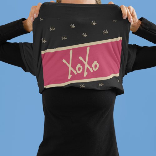 XOXO Black Hot Pink Gold Cute Typography T_Shirt