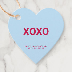 XOXO blue heart fun cute Valentine's Day custom Favor Tags