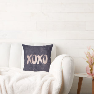 XOXO Blush Pink Almost Mauve Purple Rose Gold Throw Pillow