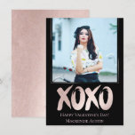 XOXO Blush Pink | Brushstroke Valentines Day Photo Holiday Card