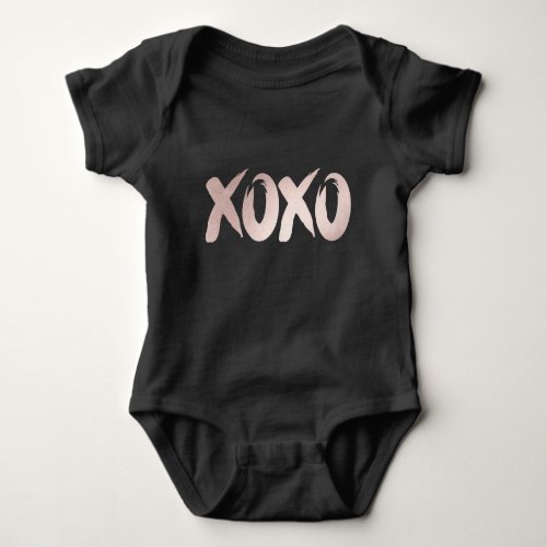 XOXO Blush Pink  Hand Lettered Brush Script Baby Bodysuit