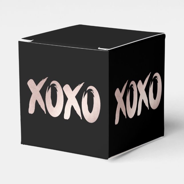 XOXO Blush Pink | Hand Lettered Brush Script Favor Boxes (Front Side)