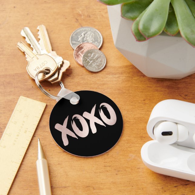 XOXO Blush Pink | Hand Lettered Brush Script Keychain (Desk)