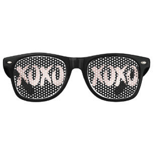 XOXO Blush Pink Hand Lettered Brush Script Retro Sunglasses