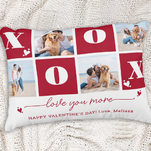 XOXO Bold Modern 4 Photo Custom Valentines Day Accent Pillow