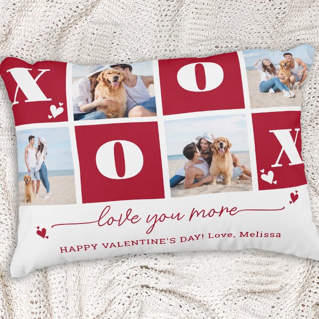 XOXO Bold Modern 4 Photo Custom Valentines Day Accent Pillow (Creator Uploaded)