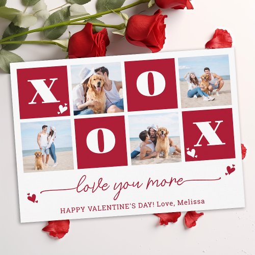 XOXO Bold Modern 4 Photo Happy Valentines Day Holiday Card