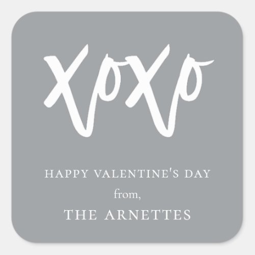 XOXO Brushed Script Valentines Day Square Sticker