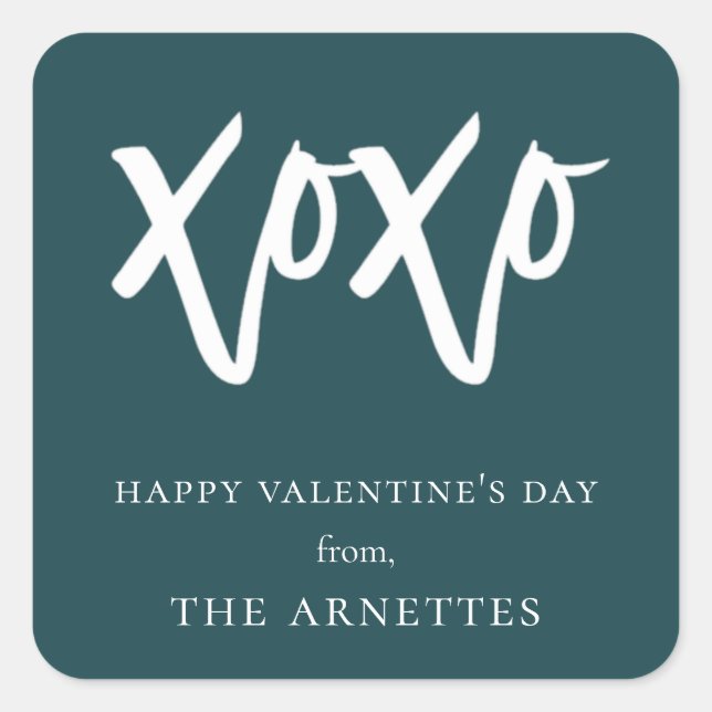 XOXO Brushed Script Valentine's Day Square Sticker (Front)