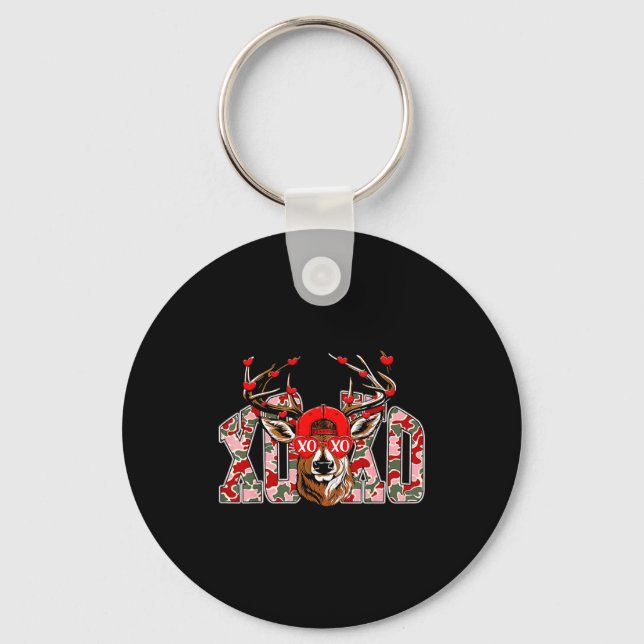Xoxo Camo Buck Deer Hunting Valentine's Day Boys K Keychain (Front)