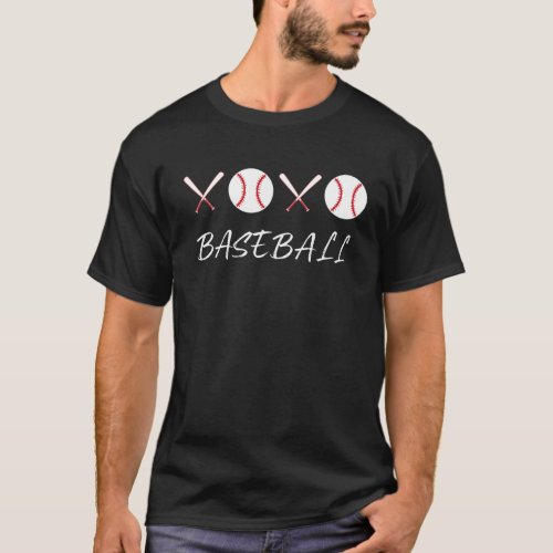 XOXO _ Crossed Baseball Bats And Baseballs T_Shirt