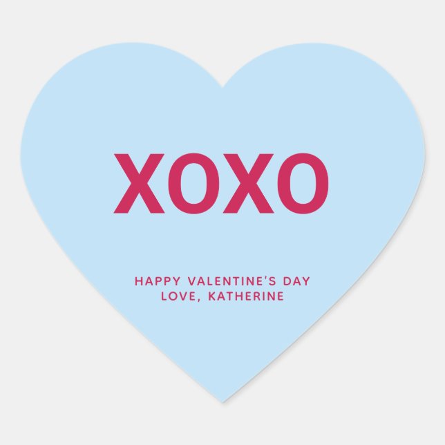 XOXO cute fun Valentine's Day custom conversation Heart Sticker (Front)