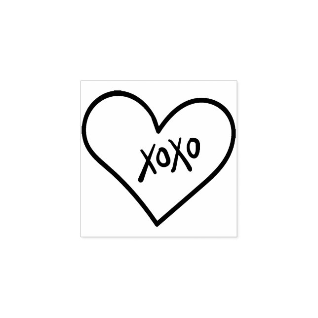 XOXO CUTE HEART modern fun stylish hand drawn Rubber Stamp (Imprint)
