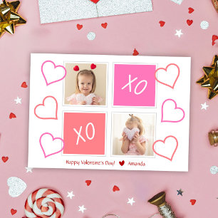 XOXO Cute Kids Photo Pink Happy Valentine's Day Holiday Card