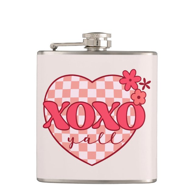 XOXO | Cute & Loving Pink Heart Flask (Front)