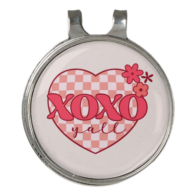 XOXO | Cute & Loving Pink Heart Golf Hat Clip (Front)