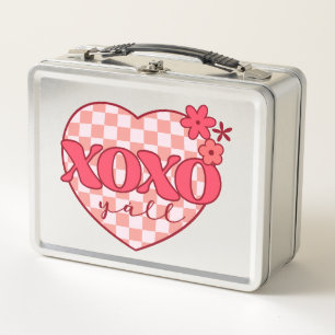 XOXO Cute & Loving Pink Heart Metal Lunch Box