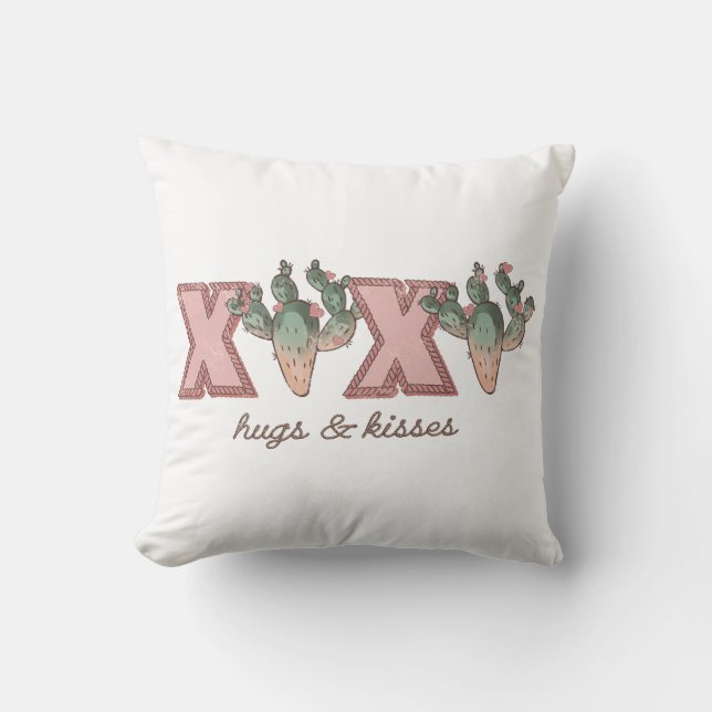XOXO Desert Cactus Throw Pillow (Front)