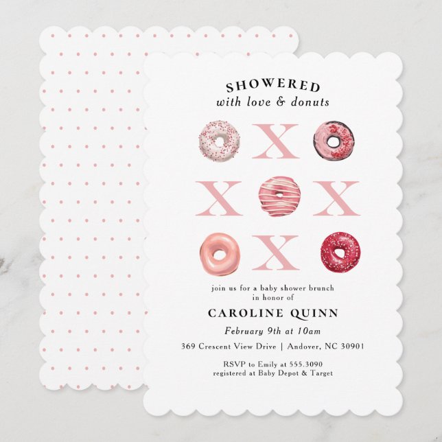XOXO Donut Baby Shower Invitation (Front/Back)