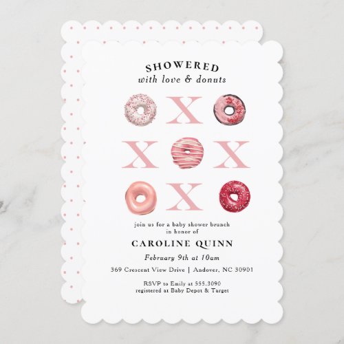 XOXO Donut Baby Shower Invitation