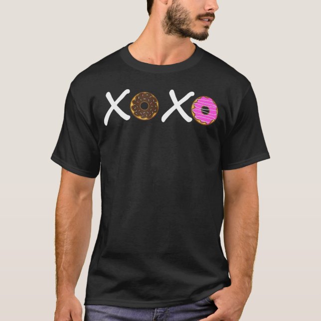 Xoxo Donuts Heather Raspberry Valentine Day T-Shirt (Front)