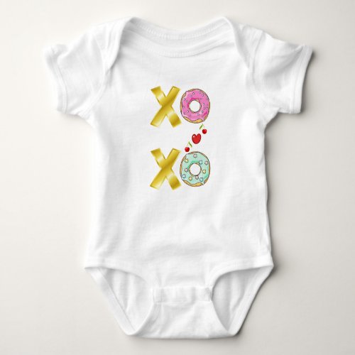 Xoxo Doughnut 2 June Valentines National Donut Day Baby Bodysuit