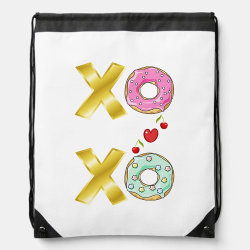 Xoxo Doughnut 2 June Valentines National Donut Day Drawstring Bag