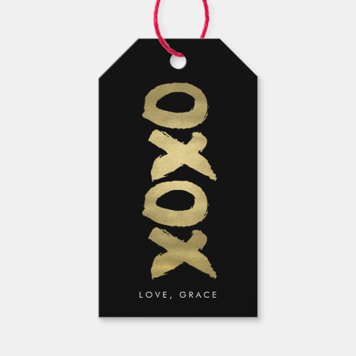 XOXO Faux Gold  Black Modern Chic Gift Tags