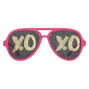 XOXO Faux Gold Pink & Black Aviator Sunglasses