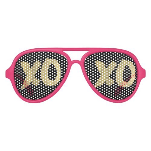 XOXO Faux Gold Pink  Black Aviator Sunglasses