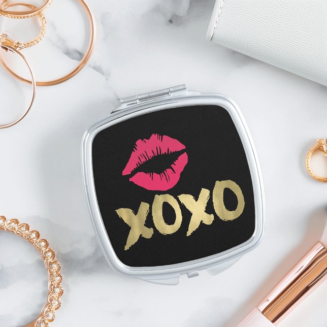 XOXO Faux Gold & Pink Lips | Black Vanity Mirror (Creator Uploaded)