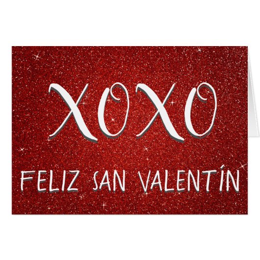 XOXO Feliz San Valentín Red Glitter and Sparkle (Front Horizontal)