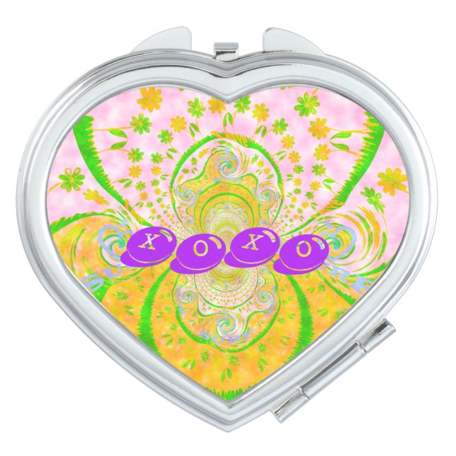 XOXO Floral Design Cool Hakuna Matata Motif Heart Vanity Mirror (Front)