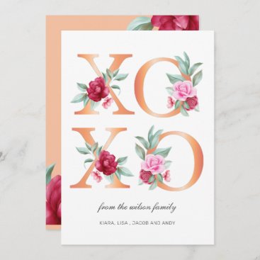 XOXO Floral Valentines Day  Holiday Card