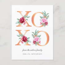 XOXO Floral Valentines Day Postcard