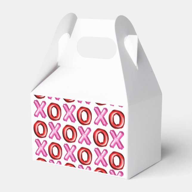 XOXO Foil red pink Valentines Day Bridal shower Favor Boxes (Front Side)