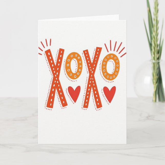 Xoxo Folk Art Love Card (Front)