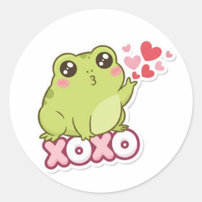 XOXO Frog Sticker Cute Frog Sending Kiss Romantic  (Front)